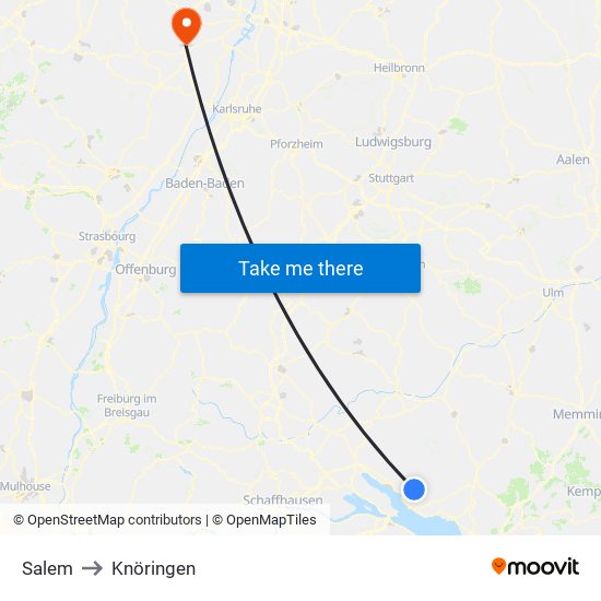 Salem to Knöringen map
