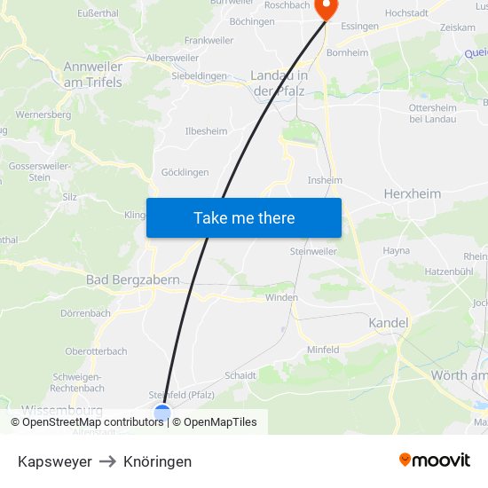 Kapsweyer to Knöringen map