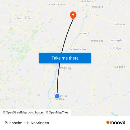 Buchheim to Knöringen map
