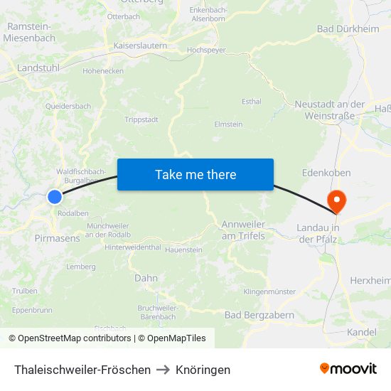 Thaleischweiler-Fröschen to Knöringen map