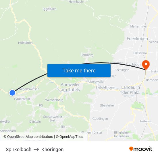 Spirkelbach to Knöringen map