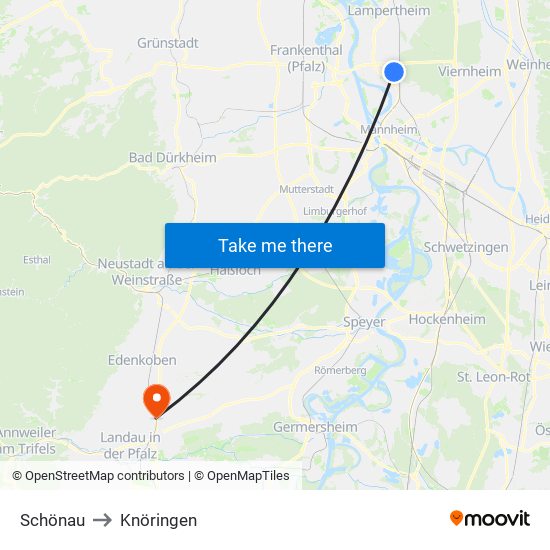 Schönau to Knöringen map