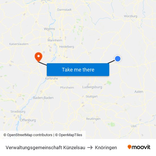Verwaltungsgemeinschaft Künzelsau to Knöringen map