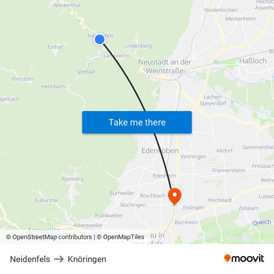 Neidenfels to Knöringen map