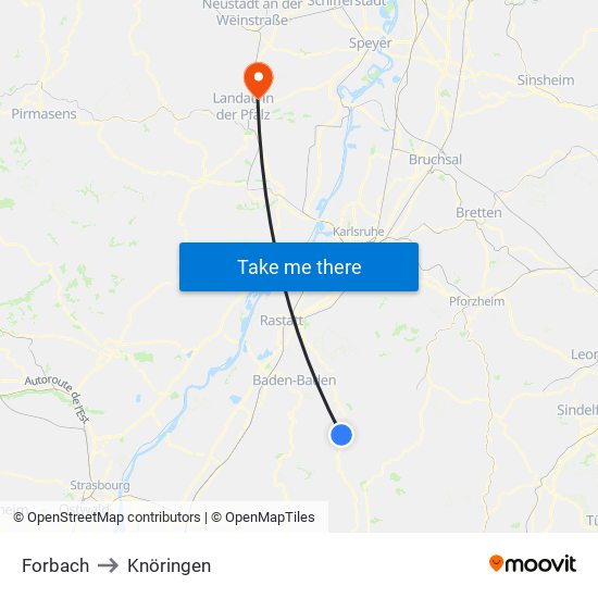 Forbach to Knöringen map