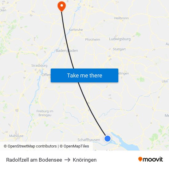 Radolfzell am Bodensee to Knöringen map