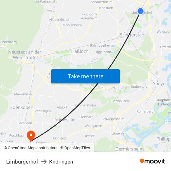 Limburgerhof to Knöringen map