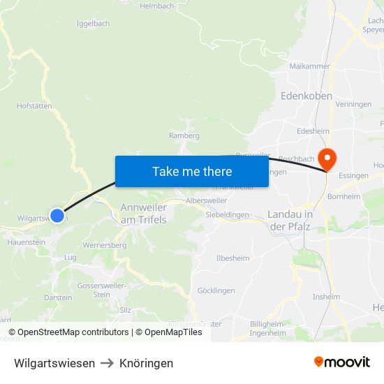 Wilgartswiesen to Knöringen map