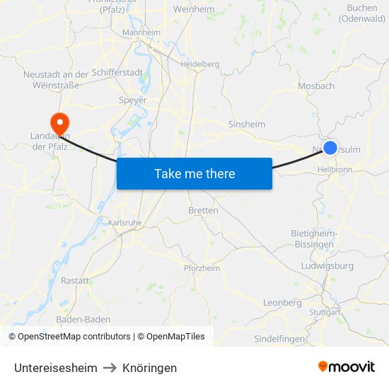 Untereisesheim to Knöringen map