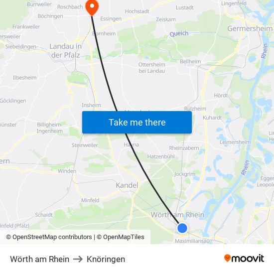 Wörth am Rhein to Knöringen map