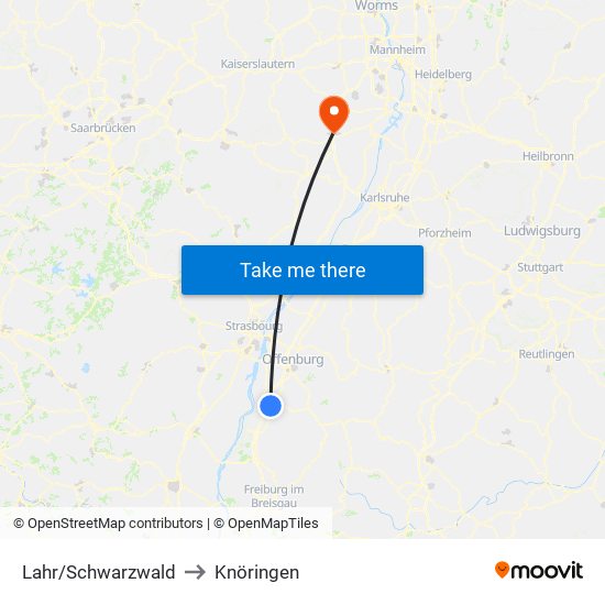 Lahr/Schwarzwald to Knöringen map