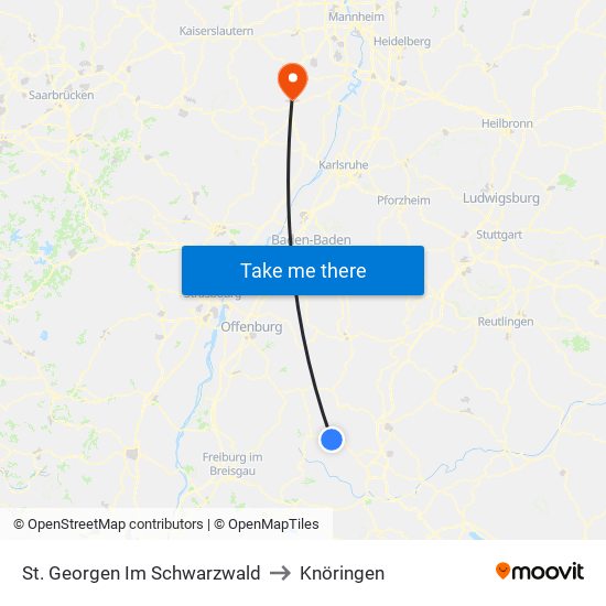 St. Georgen Im Schwarzwald to Knöringen map