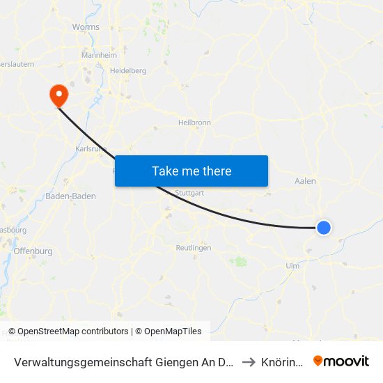 Verwaltungsgemeinschaft Giengen An Der Brenz to Knöringen map