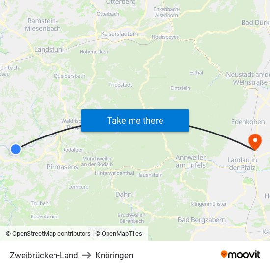 Zweibrücken-Land to Knöringen map
