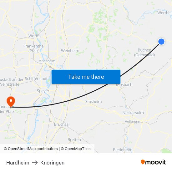 Hardheim to Knöringen map