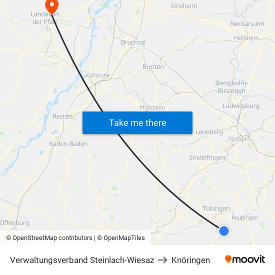 Verwaltungsverband Steinlach-Wiesaz to Knöringen map