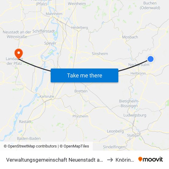 Verwaltungsgemeinschaft Neuenstadt am Kocher to Knöringen map