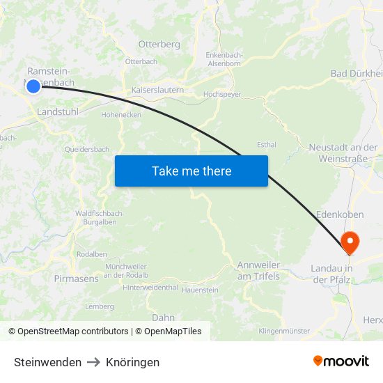 Steinwenden to Knöringen map