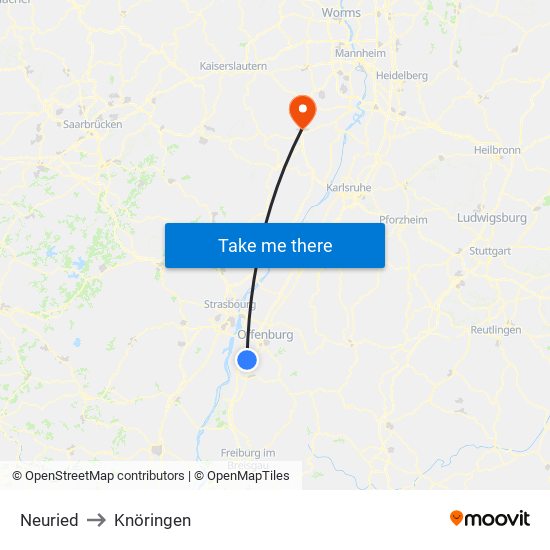 Neuried to Knöringen map