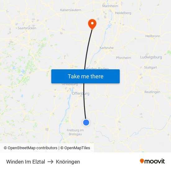 Winden Im Elztal to Knöringen map