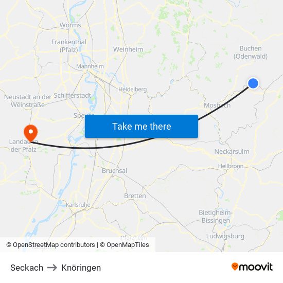 Seckach to Knöringen map