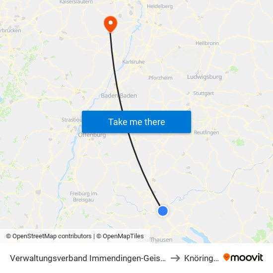 Verwaltungsverband Immendingen-Geisingen to Knöringen map