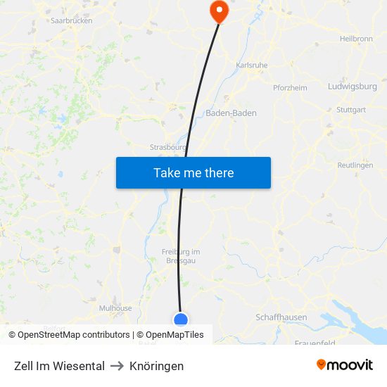 Zell Im Wiesental to Knöringen map