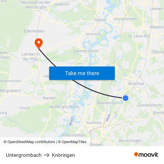 Untergrombach to Knöringen map