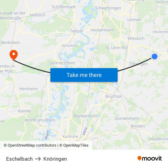 Eschelbach to Knöringen map