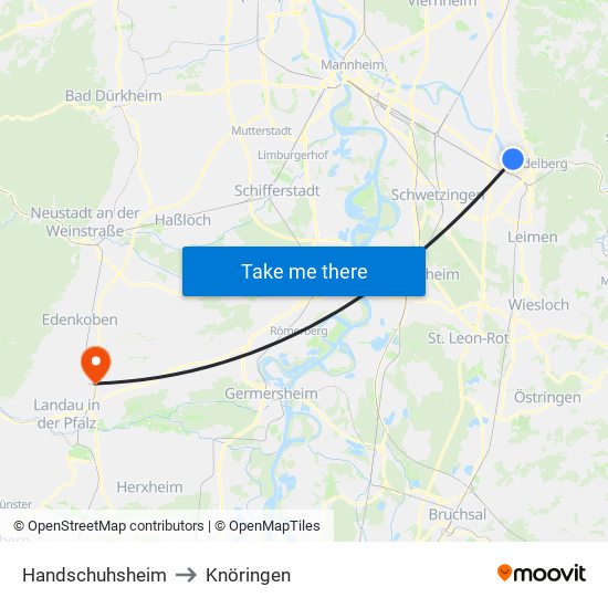 Handschuhsheim to Knöringen map