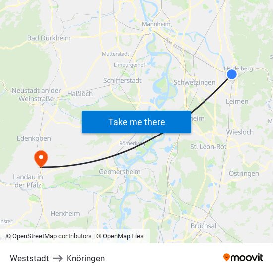 Weststadt to Knöringen map