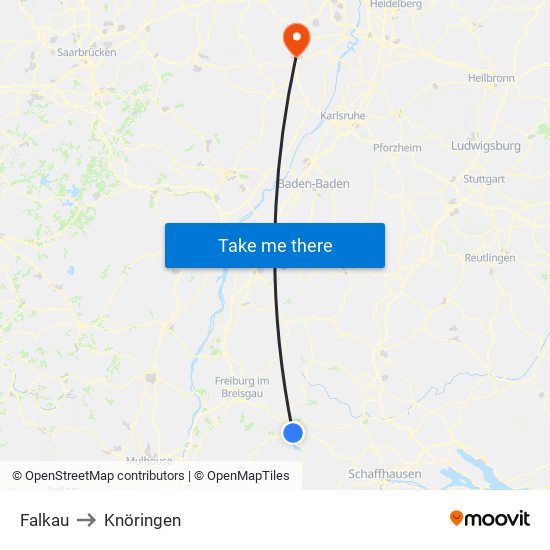 Falkau to Knöringen map
