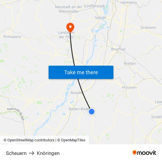 Scheuern to Knöringen map