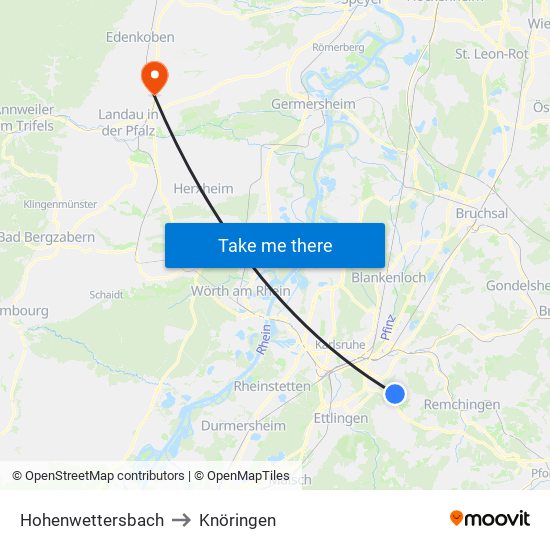 Hohenwettersbach to Knöringen map