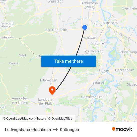 Ludwigshafen-Ruchheim to Knöringen map