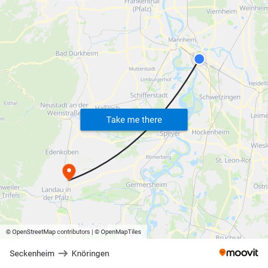 Seckenheim to Knöringen map