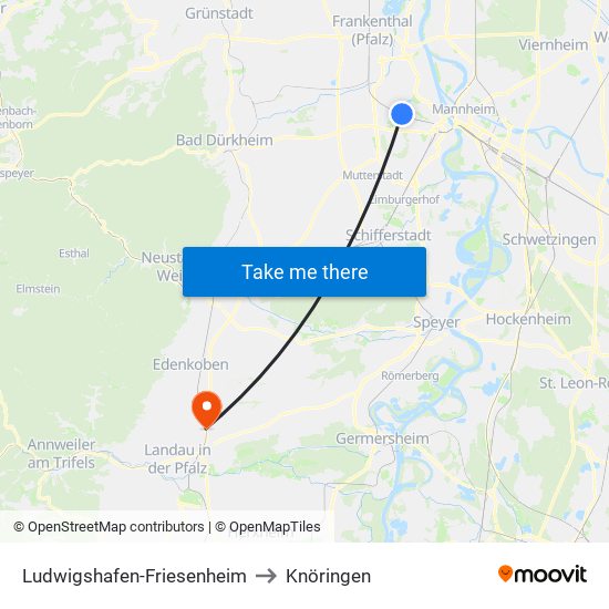 Ludwigshafen-Friesenheim to Knöringen map