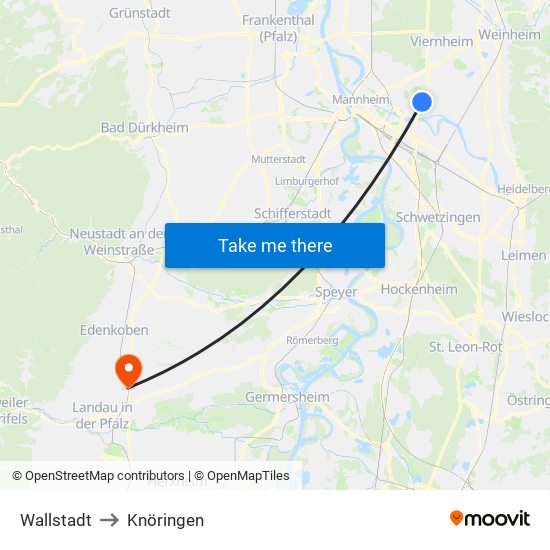 Wallstadt to Knöringen map