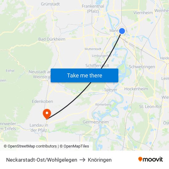 Neckarstadt-Ost/Wohlgelegen to Knöringen map