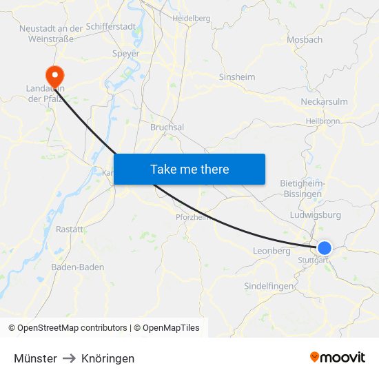 Münster to Knöringen map