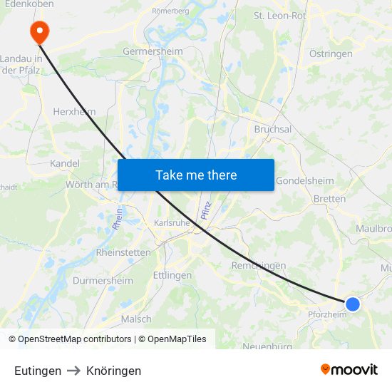 Eutingen to Knöringen map