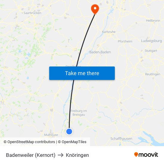 Badenweiler (Kernort) to Knöringen map