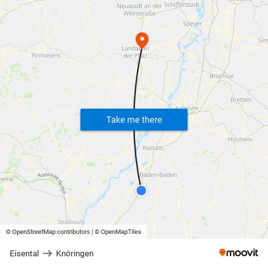 Eisental to Knöringen map