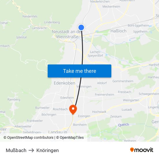 Mußbach to Knöringen map