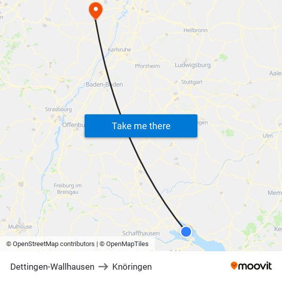 Dettingen-Wallhausen to Knöringen map