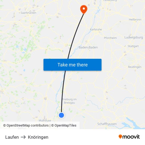 Laufen to Knöringen map