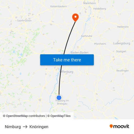 Nimburg to Knöringen map