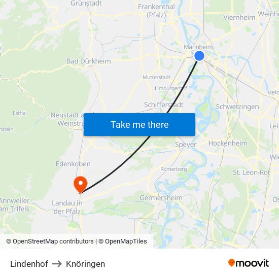 Lindenhof to Knöringen map