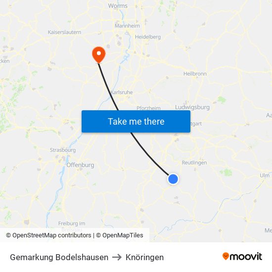 Gemarkung Bodelshausen to Knöringen map