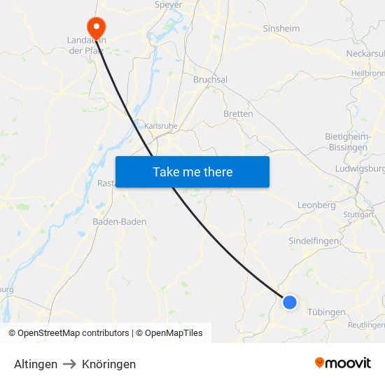 Altingen to Knöringen map